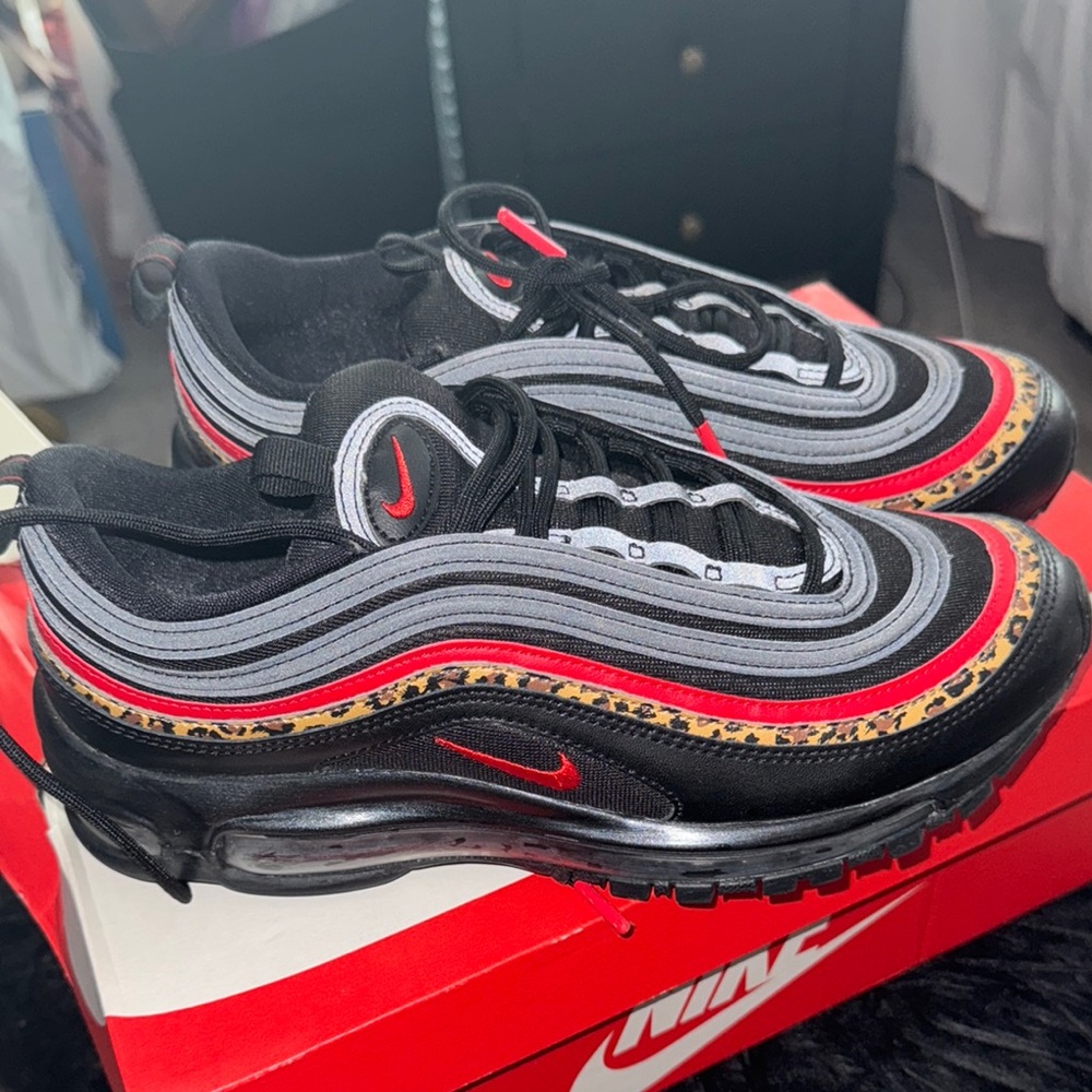 Nike Air Max 97 Black Red Leopard Sneakers